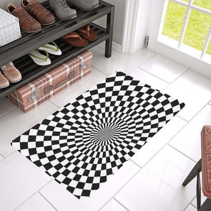 Checkered Flag Optical illusion Rubber Doormat