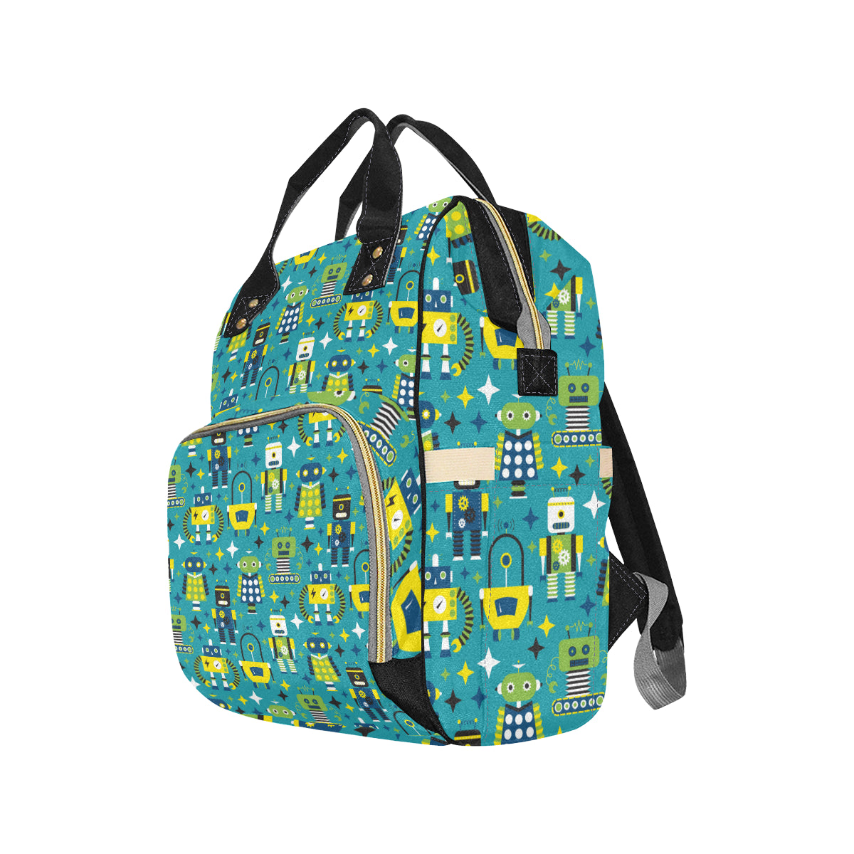 Robot Pattern Print Design A02 Diaper Bag Backpack