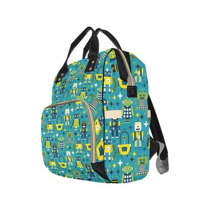 Robot Pattern Print Design A02 Diaper Bag Backpack