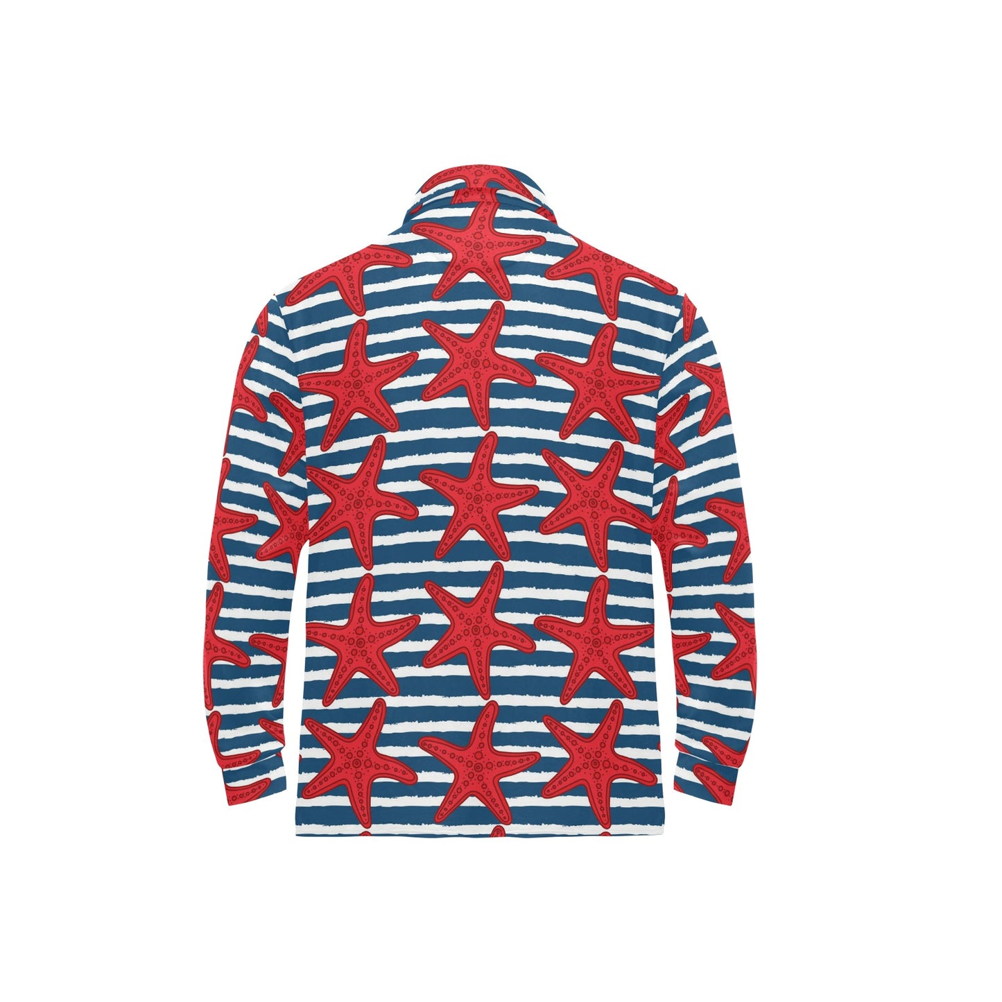 Starfish Red Pattern Print Design 02 Long Sleeve Polo Shirt For Men's