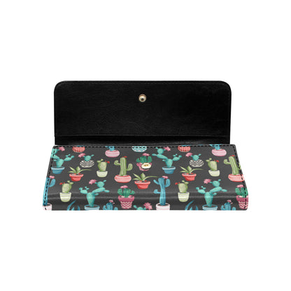 Cactus Pattern Print Design 02 Women's Trifold Wallet