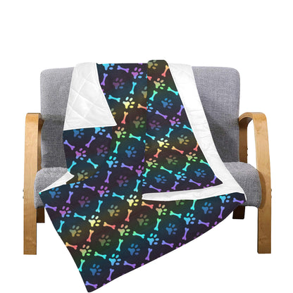 Paw Rainbow Pattern Print Design A01 Premium Quilt