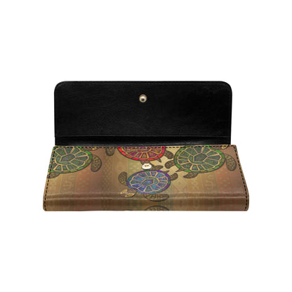 Sea Turtle Tribal Colorful Women's Trifold Wallet