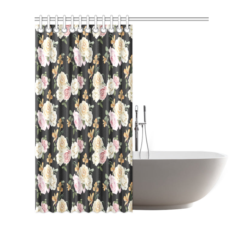 Rose Pattern Print Design A01 Shower Curtain