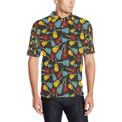 Acoustic Guitar Pattern Print Design 01 Men Polo Shirt
