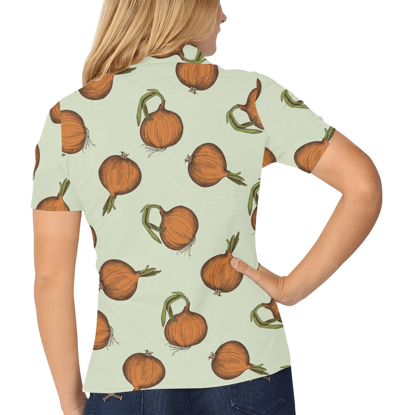 Onion Pattern Print Design A05 Women's Polo Shirt