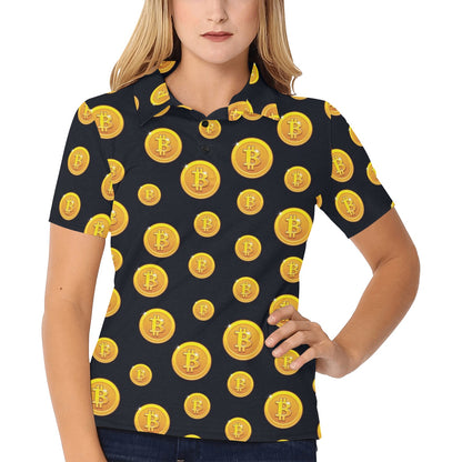 Bitcoin Pattern Print Design DO04 Women's Polo Shirt