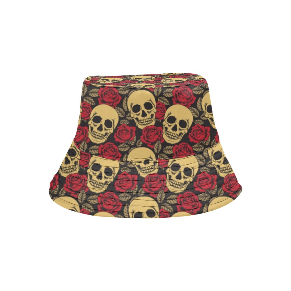 Skull And Roses Print Design LKS302 Unisex Bucket Hat