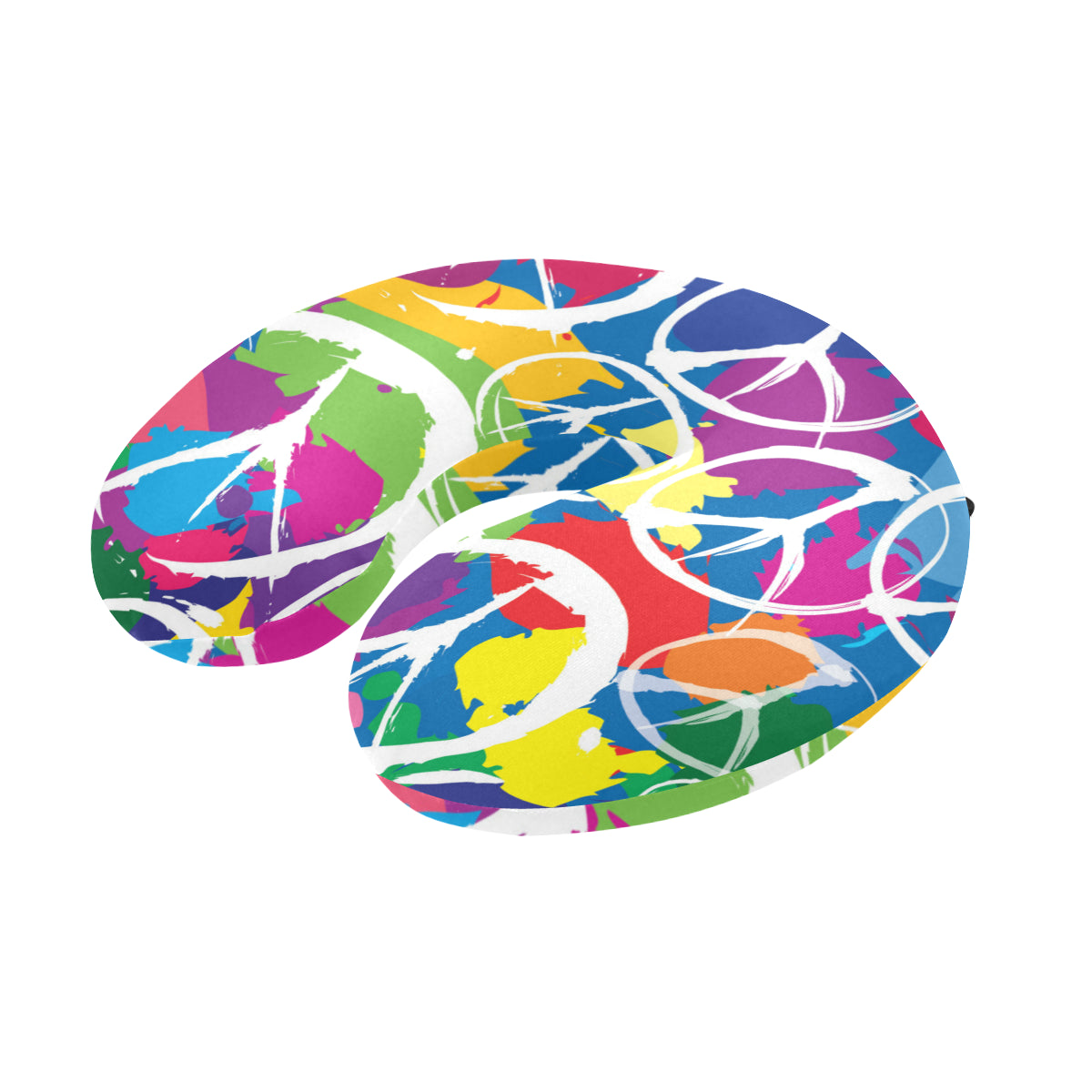 Peace Sign Colorful Pattern Print Design A02 U-Shaped Travel Neck Pillow