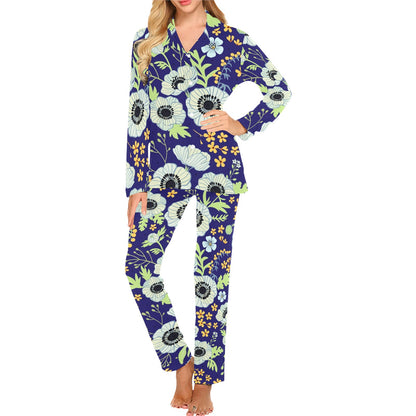 Anemone Pattern Print Design AM06 Women's Long Pajama Set