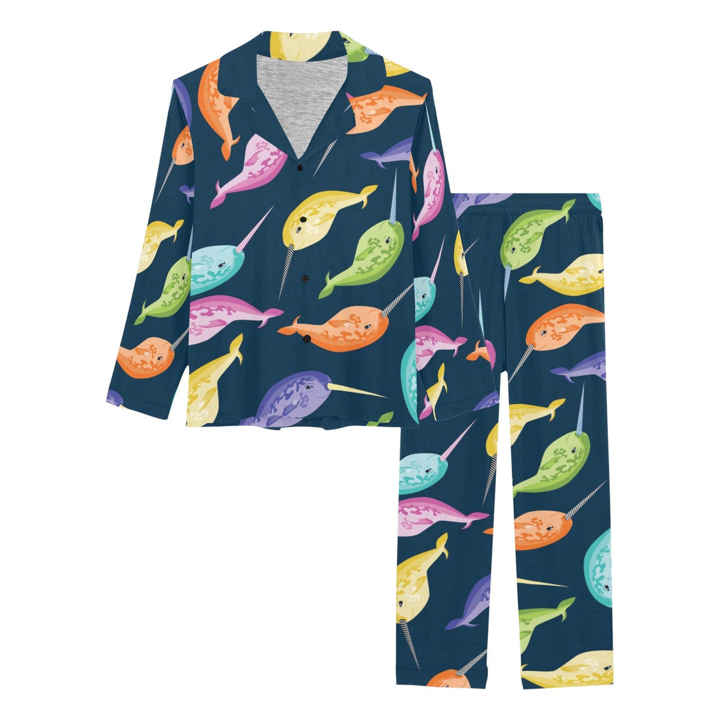 Narwhal Colorful Pattern Print Design 03 Women's Long Pajama Set