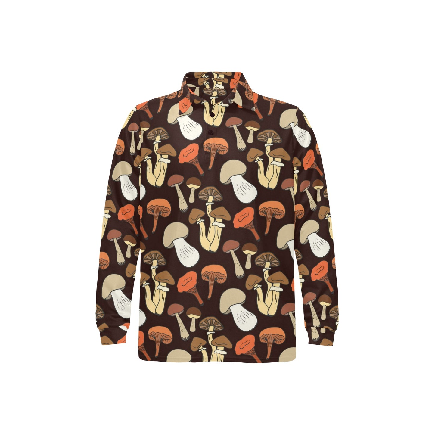 Mushroom Pattern Print Design A05 Long Sleeve Polo Shirt For Men's
