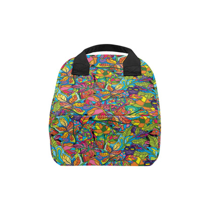 Psychedelic Trippy Flower Print Insulated Lunch Bag