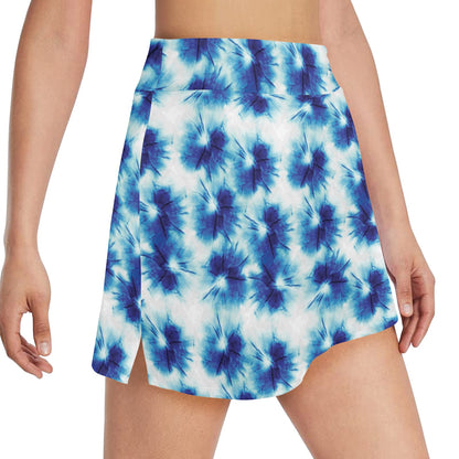 Tie Dye Blue Print Design LKS305 17" Golf & Pickleball Skort with Pockets