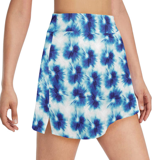Tie Dye Blue Print Design LKS305 17" Golf & Pickleball Skort with Pockets