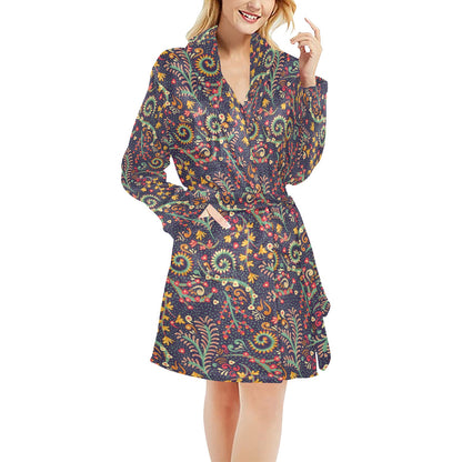 Bohemian Pattern Print Design 08 Women's Fleece Robe