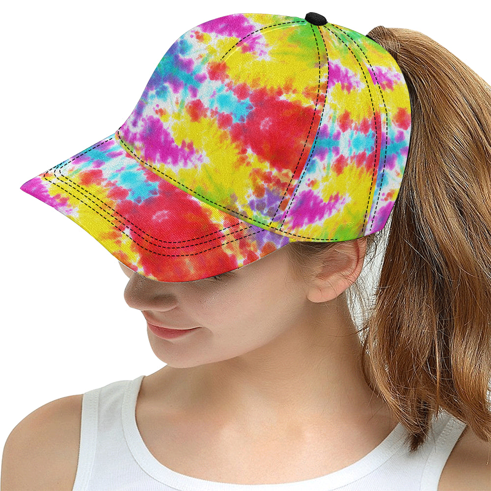 Tie Dye Rainbow Themed Print Snapback Cap