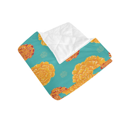 Marigold Pattern Print Design 02 Premium Quilt