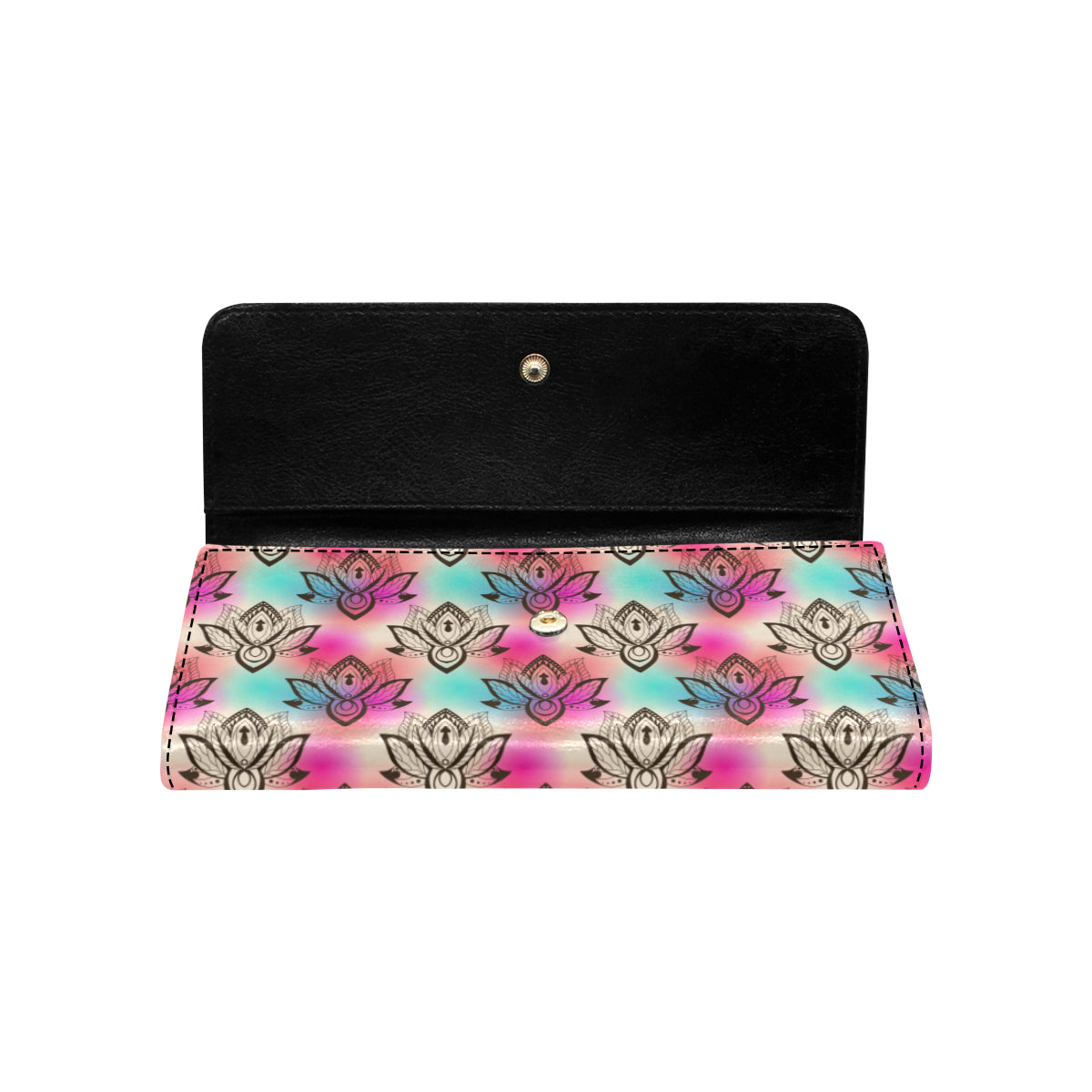 lotus Boho Pattern Print Design LO02 Women's Trifold Wallet