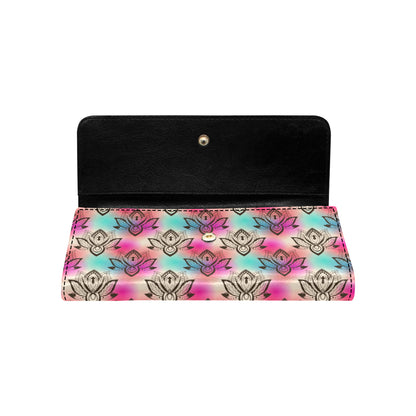 lotus Boho Pattern Print Design LO02 Women's Trifold Wallet