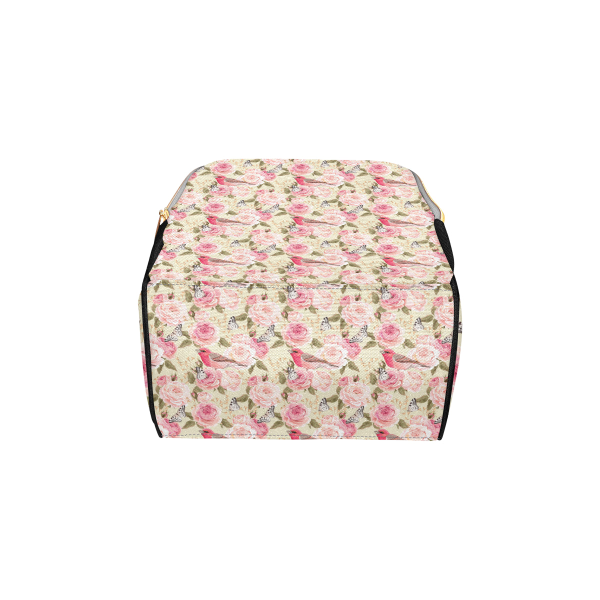 Bird Butterfly Pink Flower Print Pattern Diaper Bag Backpack