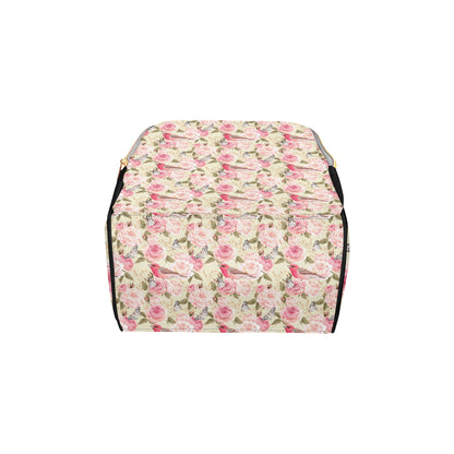 Bird Butterfly Pink Flower Print Pattern Diaper Bag Backpack