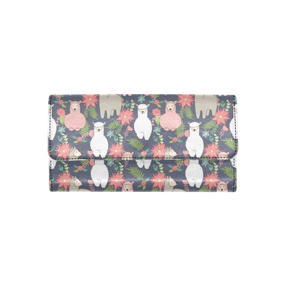 Alpaca Pattern Print Design 03 Women's Trifold Wallet