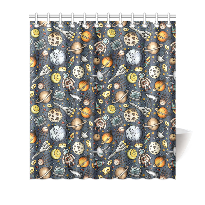 Space Pattern Print Shower Curtain