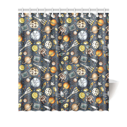 Space Pattern Print Shower Curtain