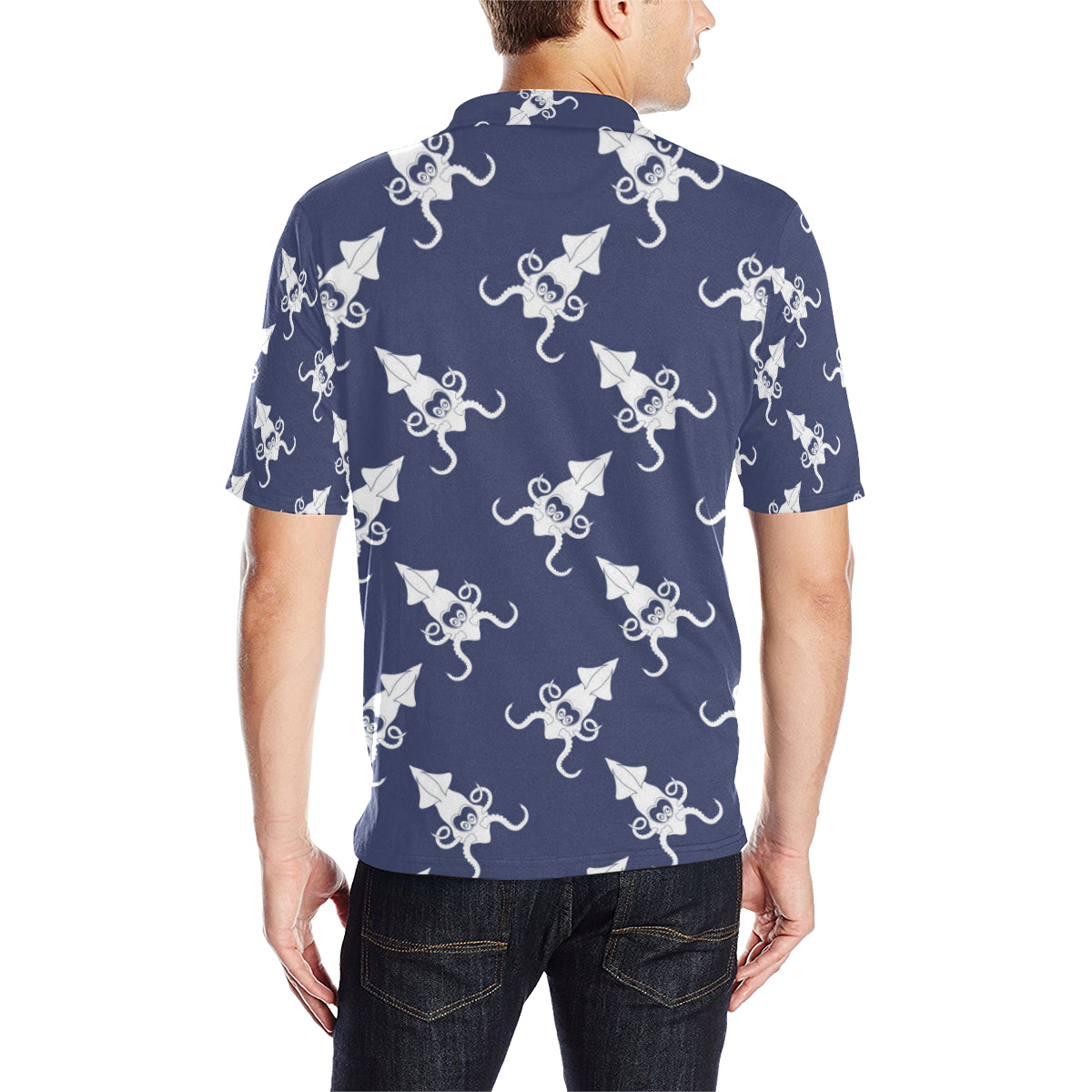 Giant Squid Pattern Print Design 02 Men Polo Shirt