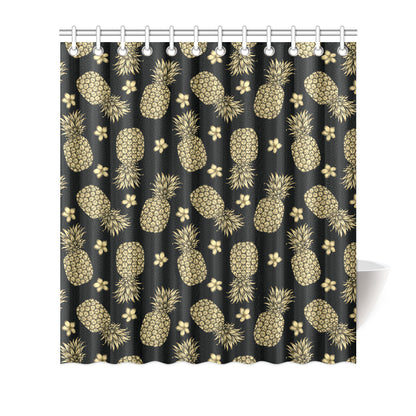Gold Pineapple Hibiscus Shower Curtain