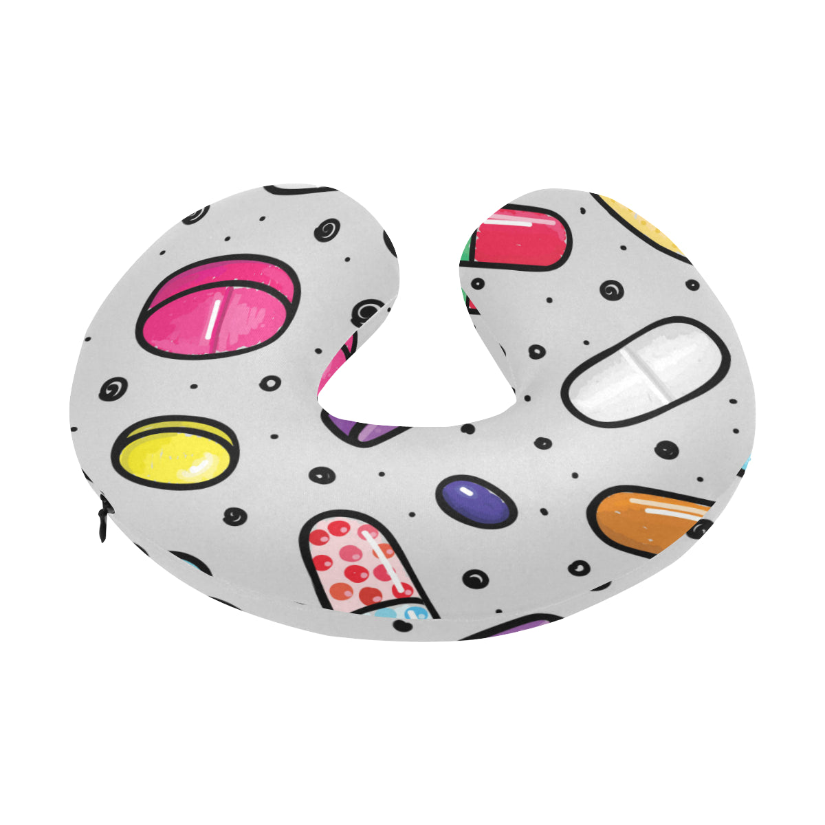 Pill Pattern Print Design A04 U-Shaped Travel Neck Pillow