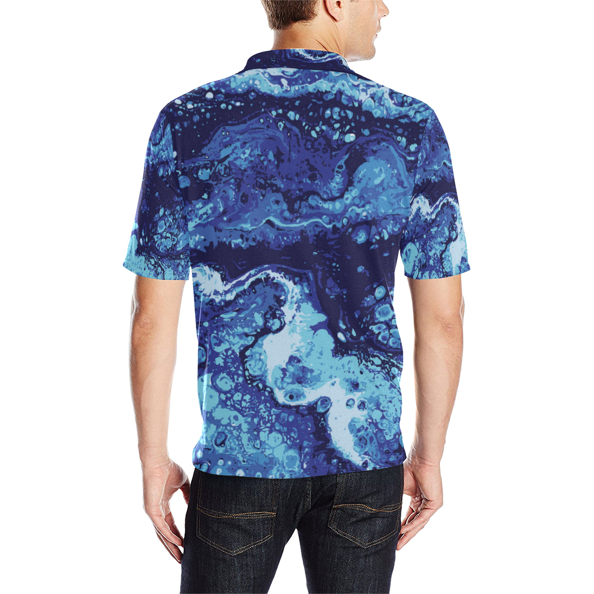 Ocean Liquid Pattern Print Design A03 Men Polo Shirt