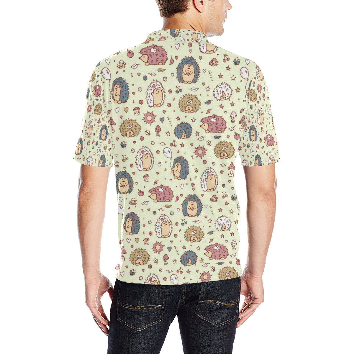 Hedgehog Cute Pattern Print Design 01 Men Polo Shirt