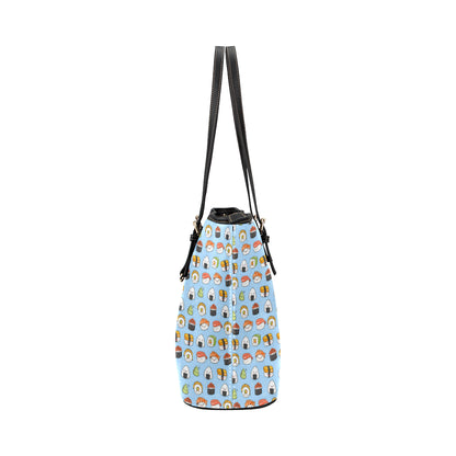 Sushi Cartoon Design Leather Tote Bag