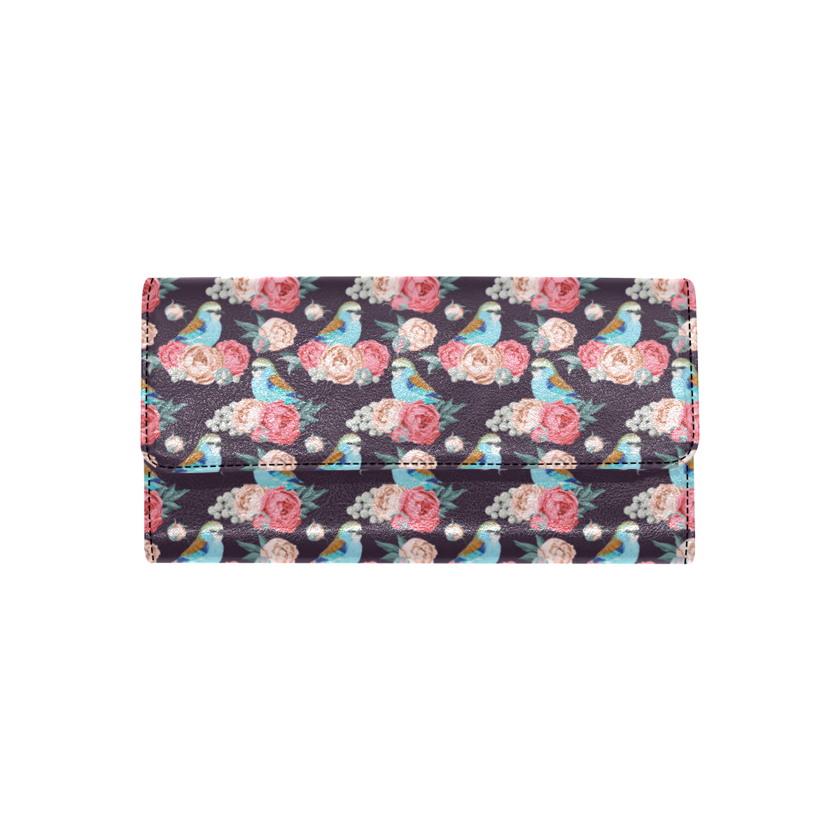 Bluebird Pattern Print Design 02 Women's Trifold Wallet