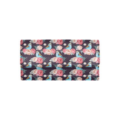 Bluebird Pattern Print Design 02 Women's Trifold Wallet