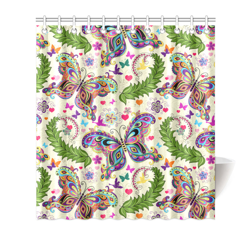 Butterfly Colorful Indian Style Shower Curtain