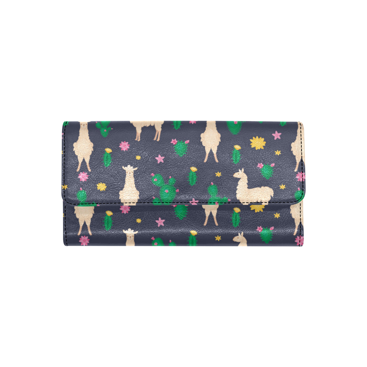 Llama Cactus Pattern Print Design 012 Women's Trifold Wallet