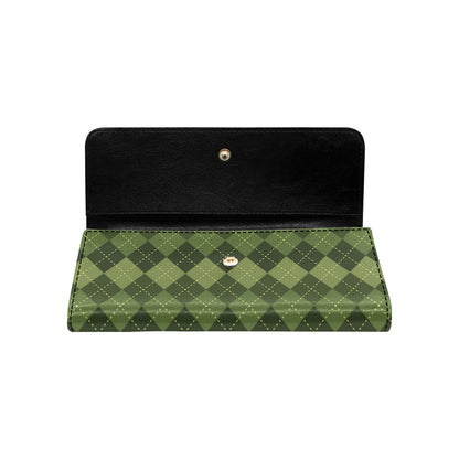 Argyle Green Pattern Print Design 01 Women's Trifold Wallet
