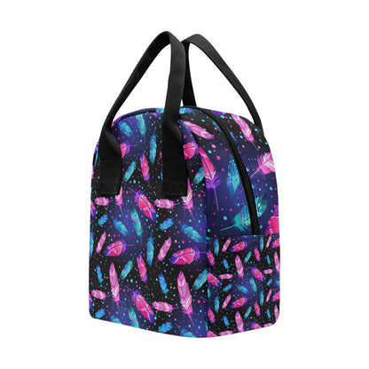 Feather Colorful Boho Design Print Insulated Lunch Bag