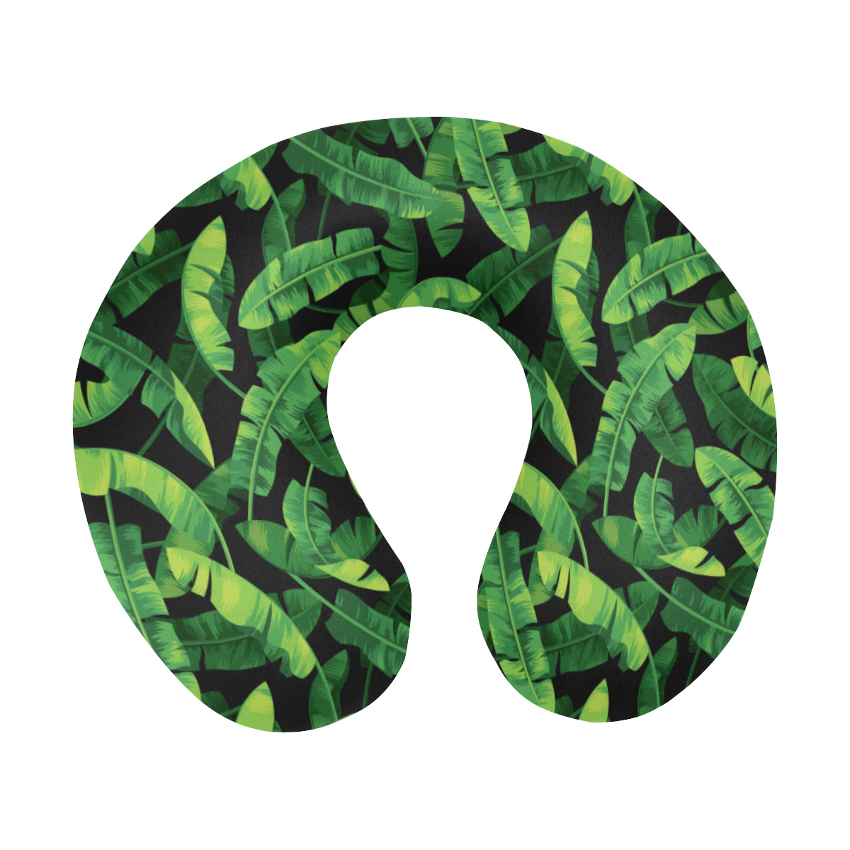 Banana Leaf Pattern Print Design 02 U-Shaped Travel Neck Pillow