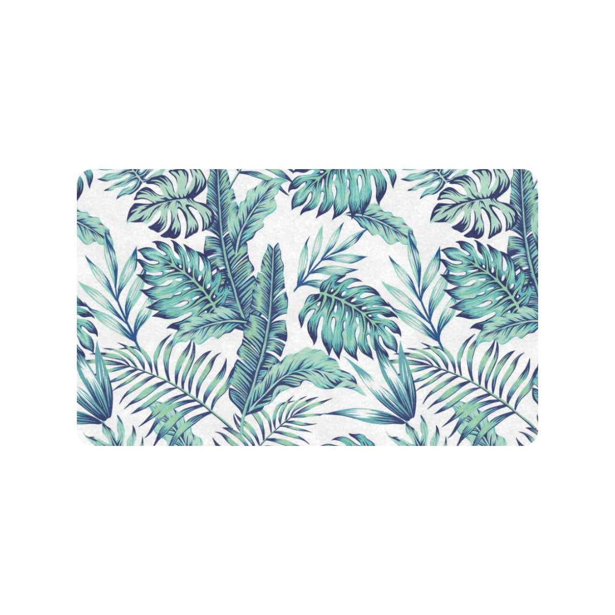 Pattern Tropical Palm Leaves Rubber Doormat