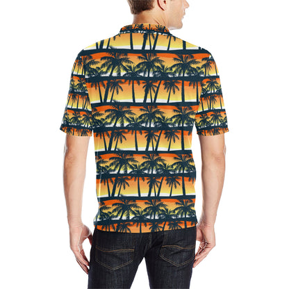 Palm Tree Pattern Print Design PT011 Men Polo Shirt