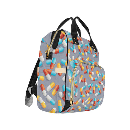 Pill Pattern Print Design A01 Diaper Bag Backpack