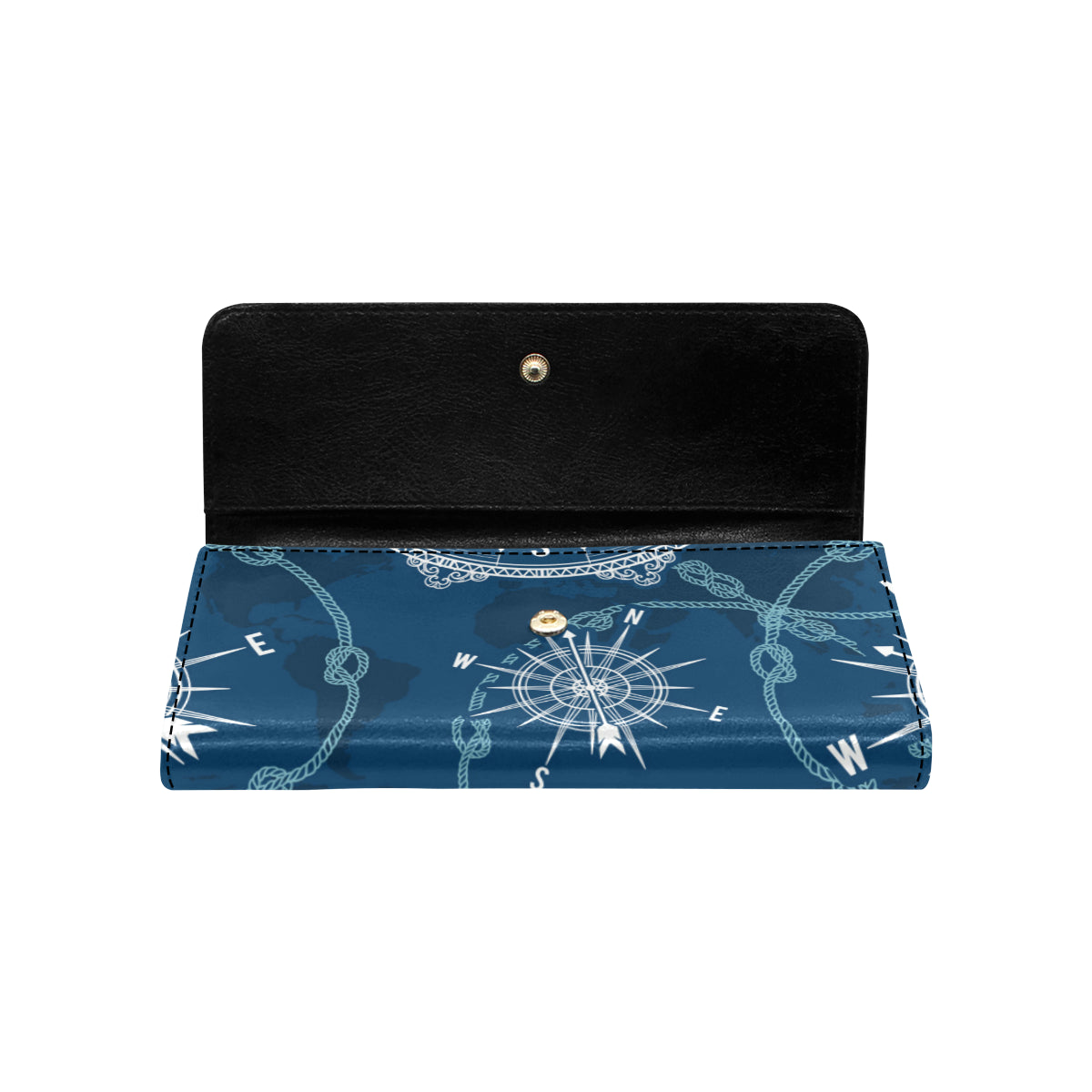 Nautical Compass Print Women's Trifold Wallet