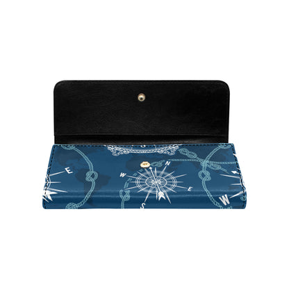 Nautical Compass Print Women's Trifold Wallet