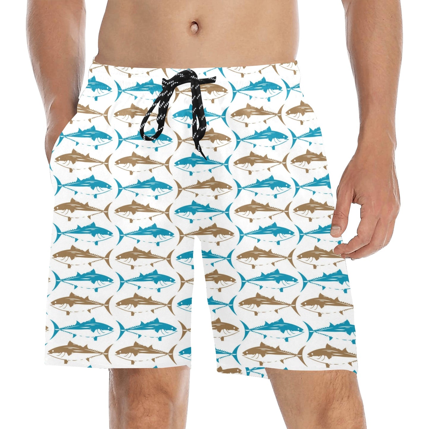 Tuna Fish Print Design LKS301 Men's Swim Trunks Beach Shorts