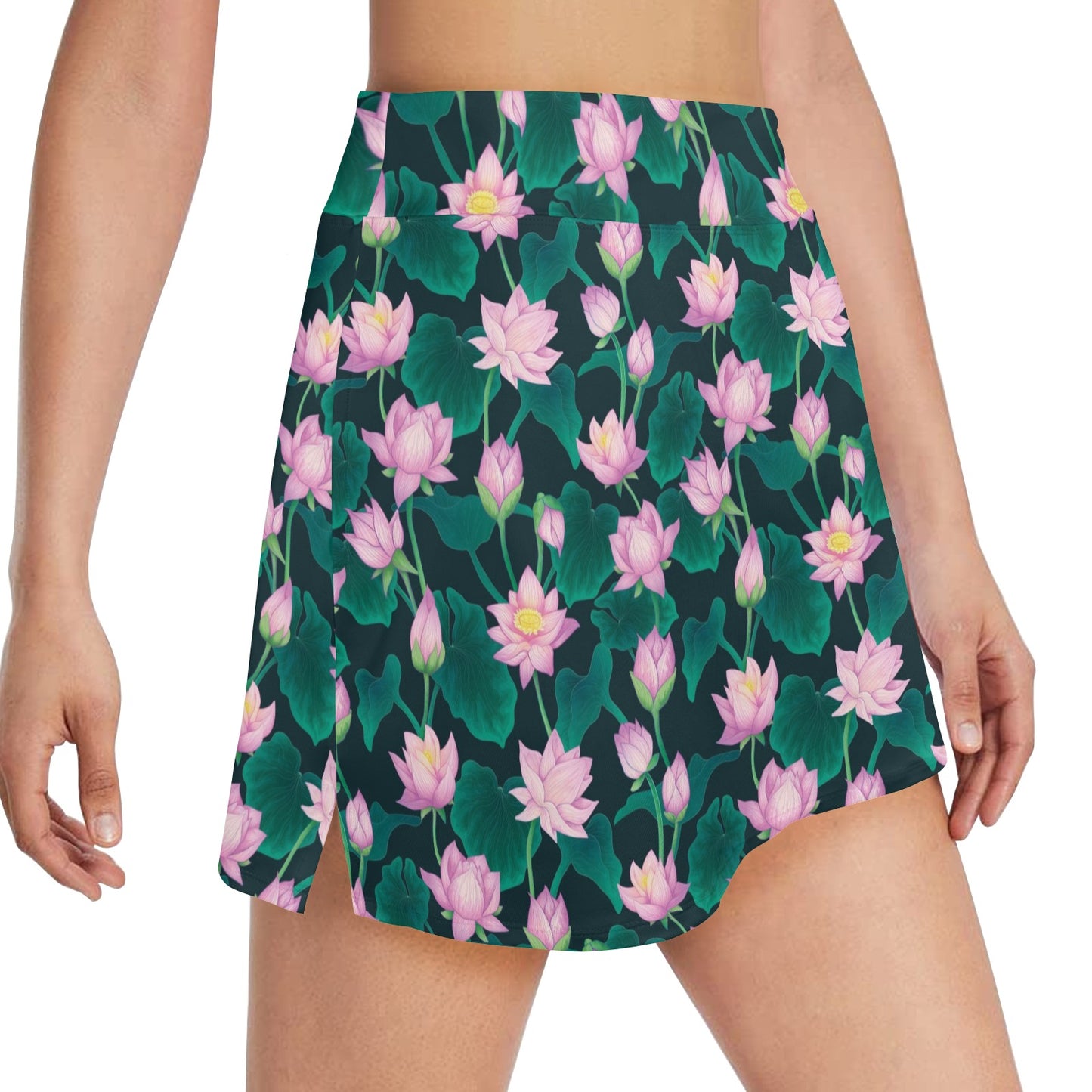 Water Lily Print Design LKS302 17" Golf & Pickleball Skort with Pockets