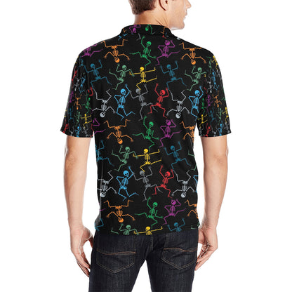 Skeleton Colorful Print Design LKS302 Men Polo Shirt